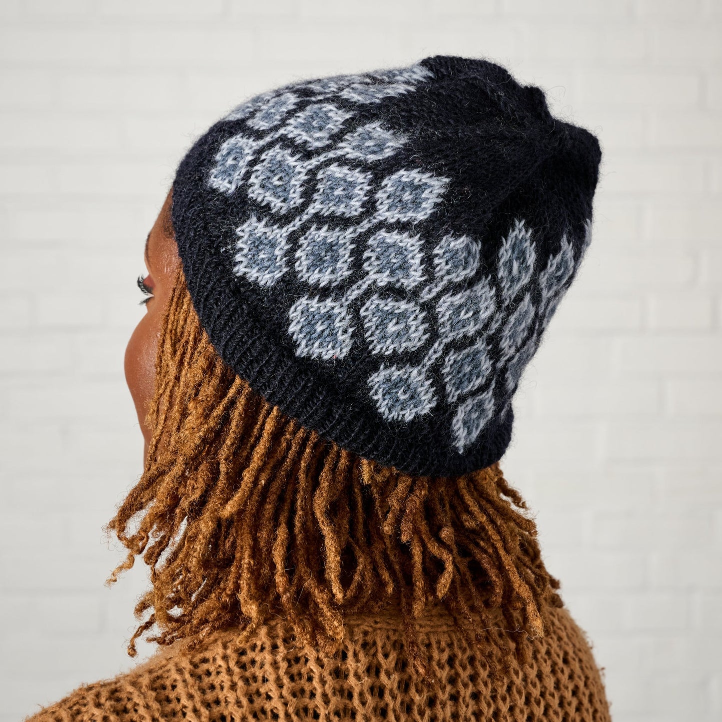 Hat joined diamonds wool 8.5L navy/lt blue