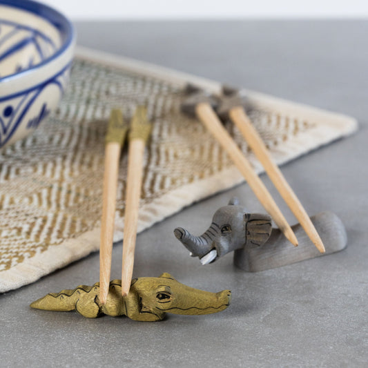 Chopsticks w/rest set elephant M/2 9L gry/nat