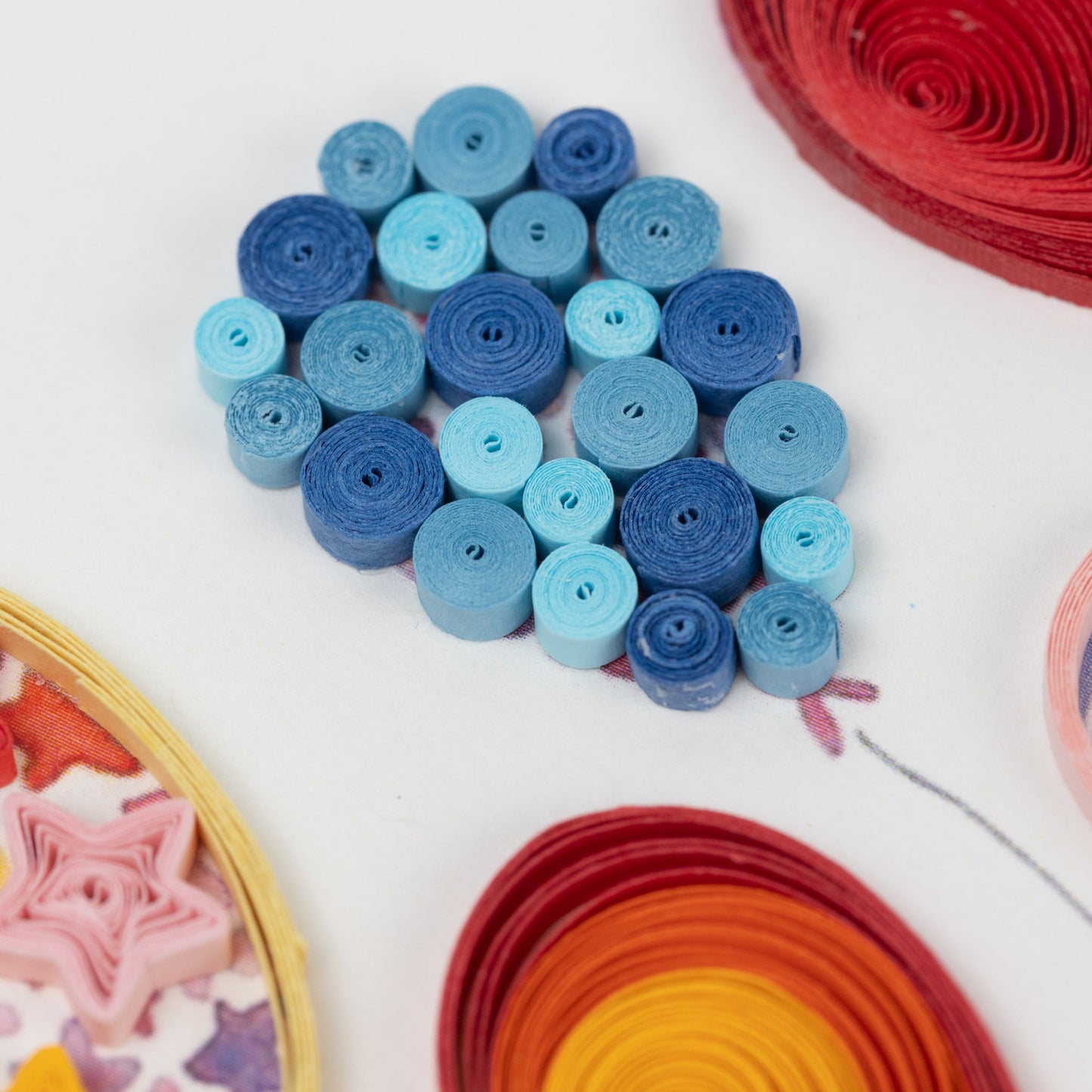 Card quilled birthday ballons M/3 ppr 5x6.5 multi