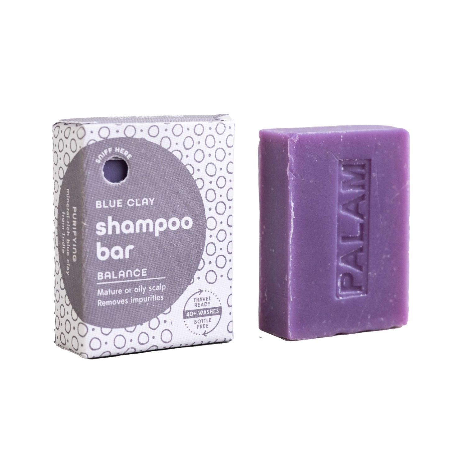 Shampoo bar M/5 blue clay/neem 3.2oz gray/wht