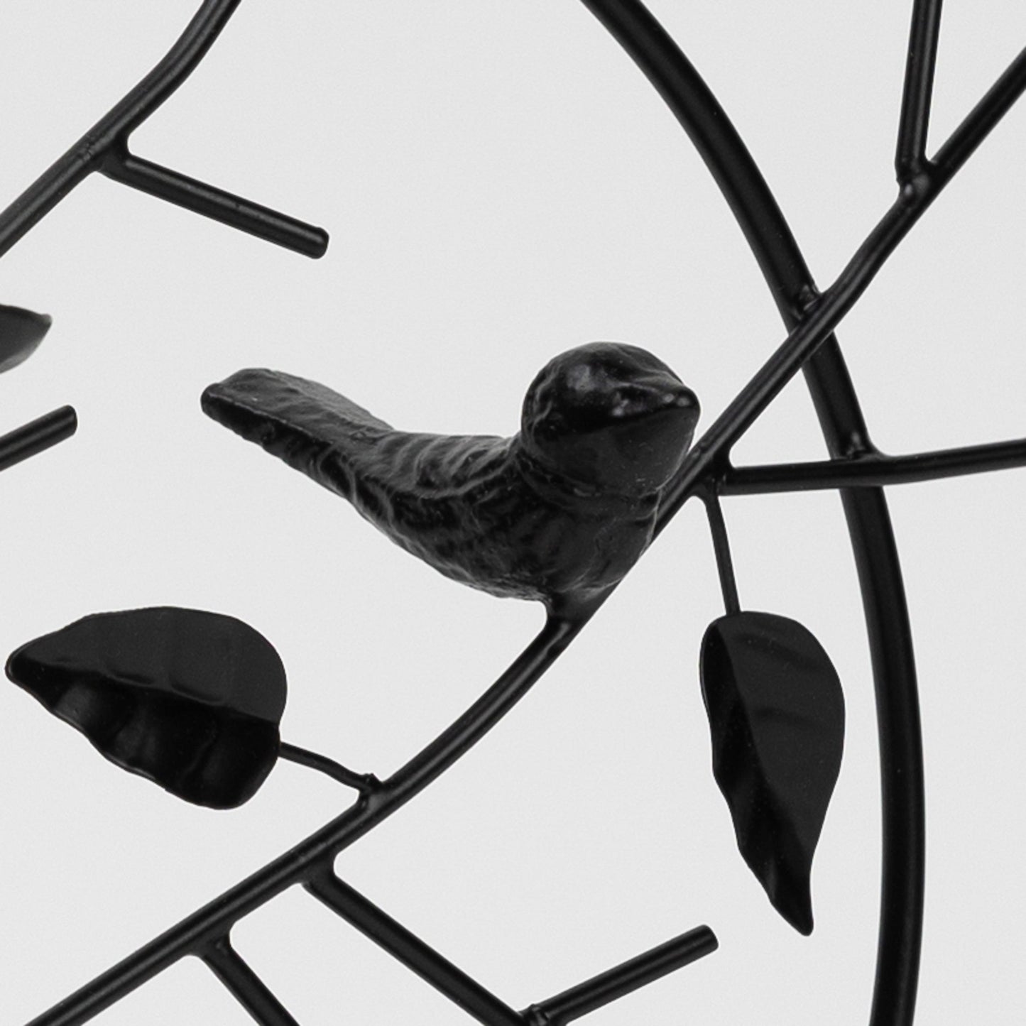 Incense holder rnd bird/branch iron 9.25Dx10H blk