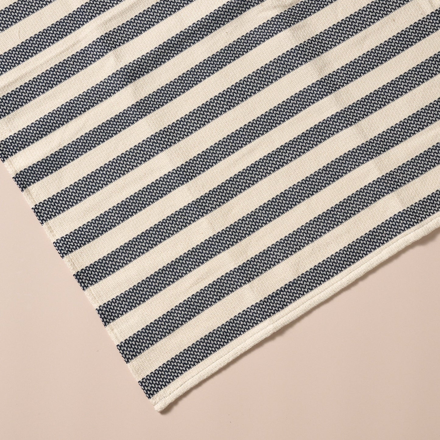 Tea towels s/2 striped cotton 26x19 cream/black