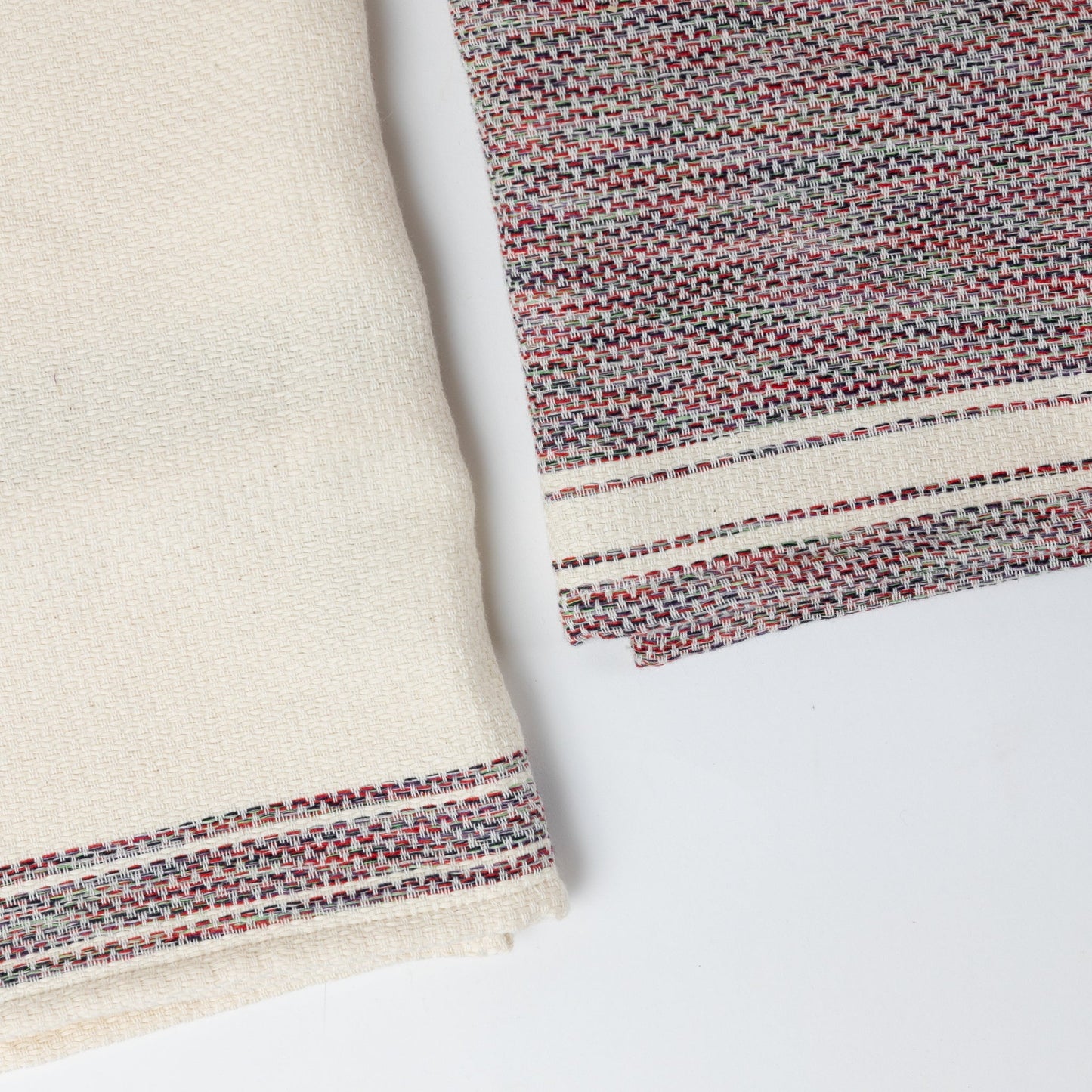 Tea towel s/2 warm multi cotton 26x20 red/cream