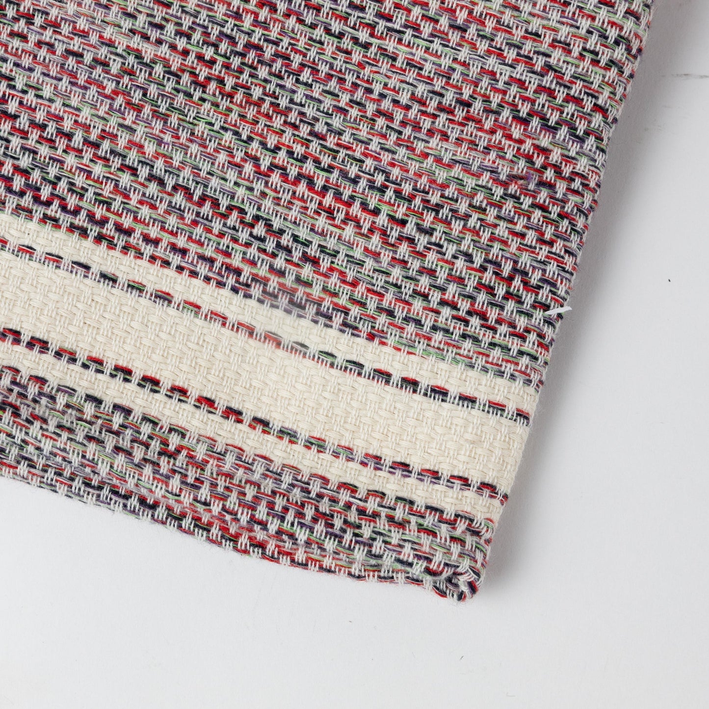 Tea towel s/2 warm multi cotton 26x20 red/cream