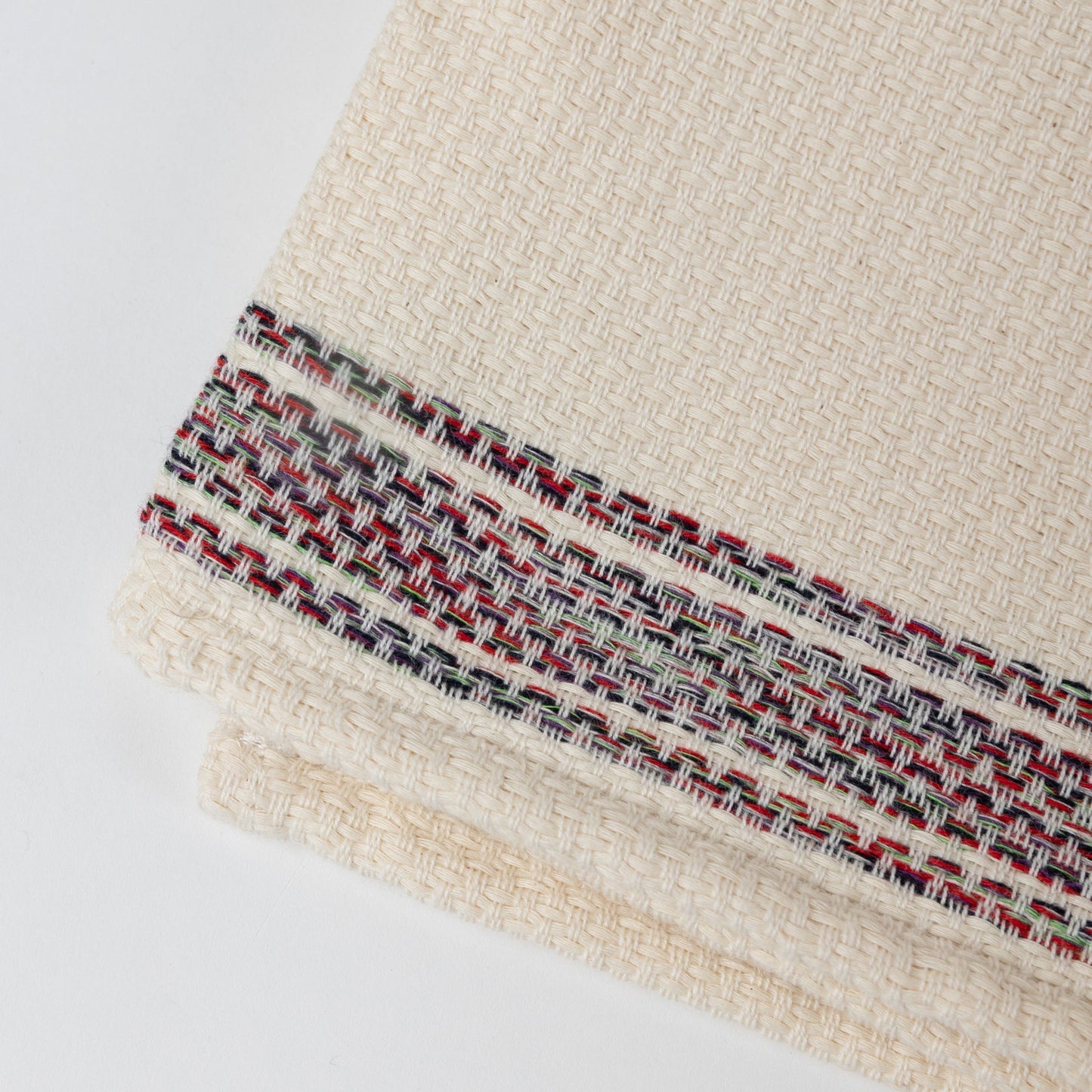Tea towel s/2 warm multi cotton 26x20 red/cream