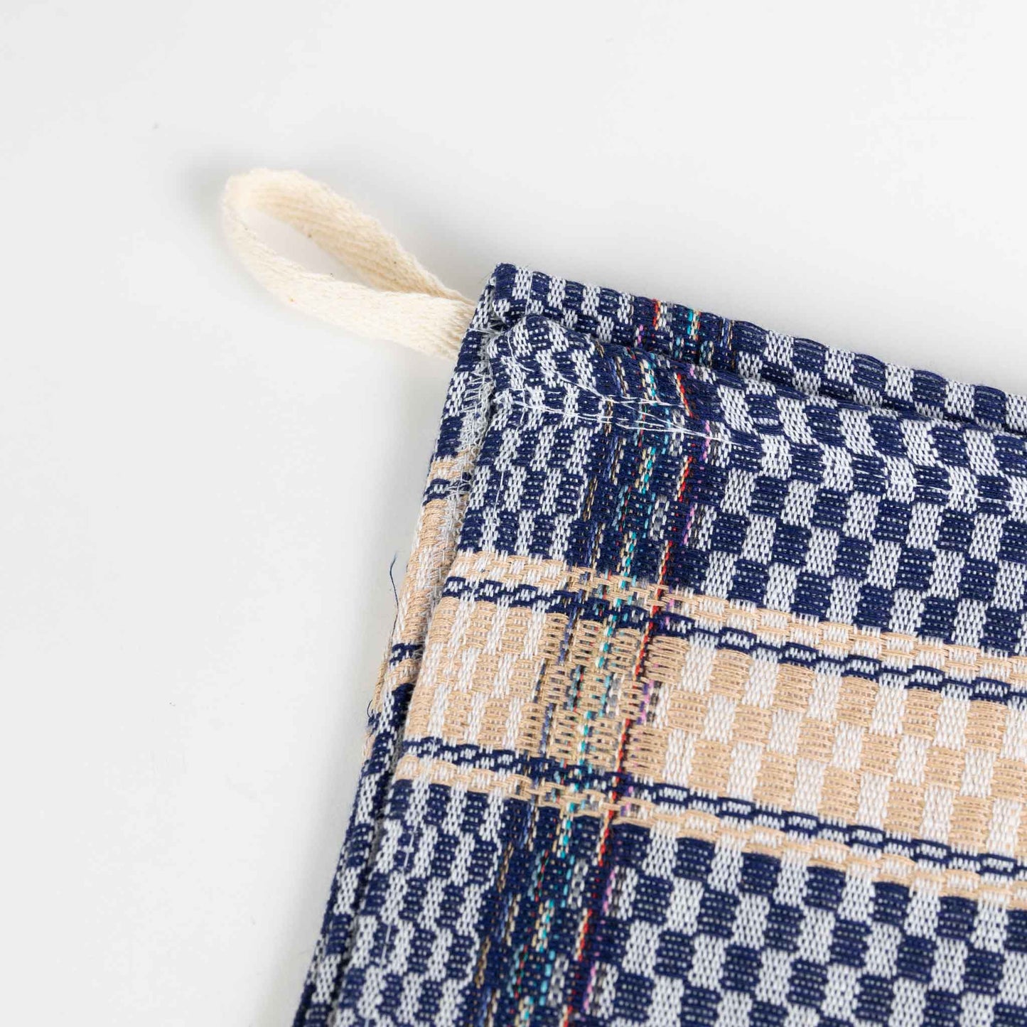 Tea towel checked M/3 cotton 26x17 blue/crm/gray