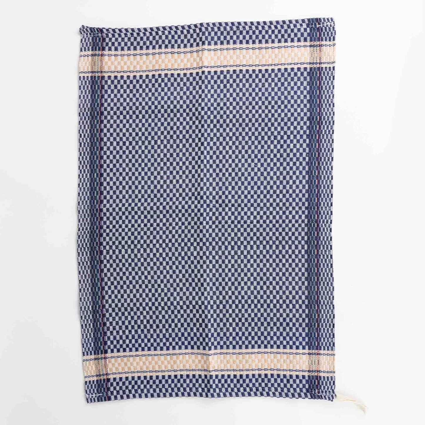 Tea towel checked M/3 cotton 26x17 blue/crm/gray