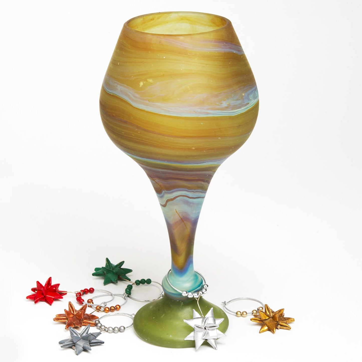 Goblet M/2 swirl glass 3Dx8 asst
