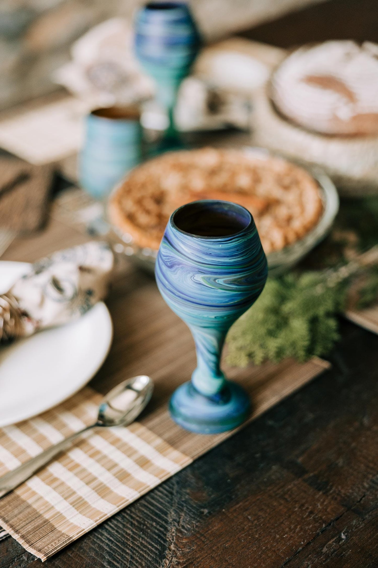 Goblet M/2 swirl glass 3Dx8 asst
