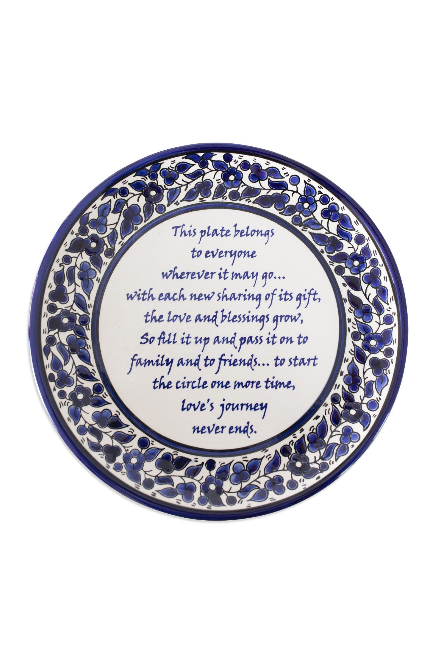 Plate w/sharing poem ceramic 10D navy/white