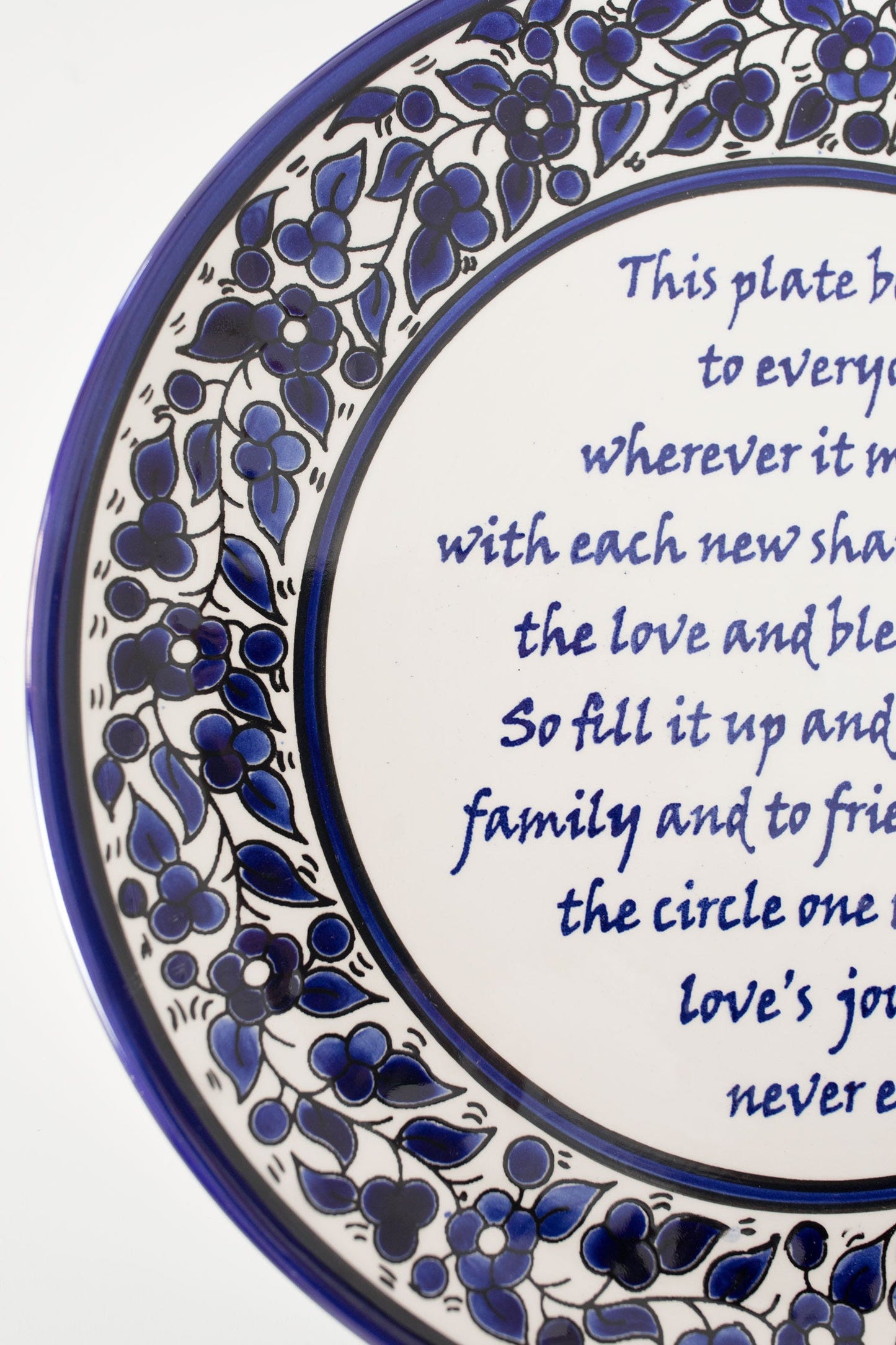 Plate w/sharing poem ceramic 10D navy/white