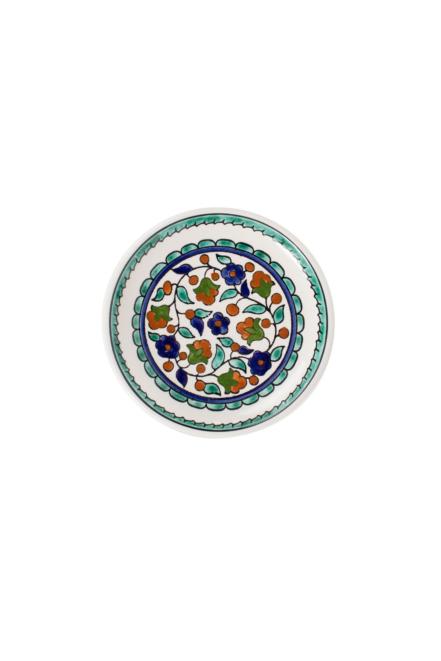 Dish mini M/2 floral pntd cer 5D grn/blu/rust
