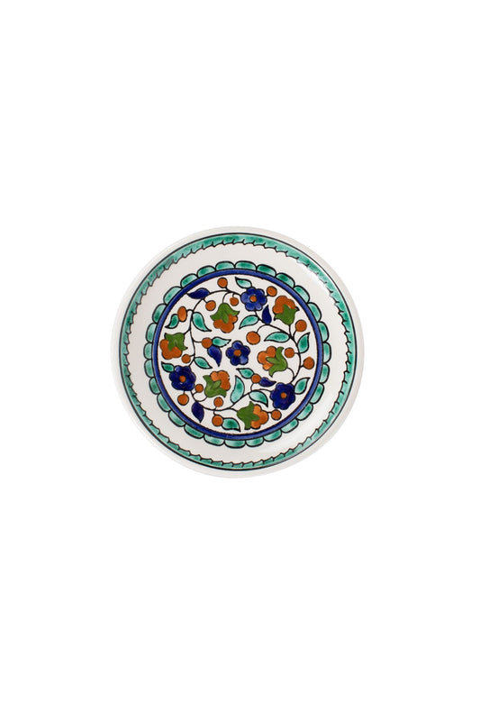 Dish mini M/2 floral pntd cer 5D grn/blu/rust