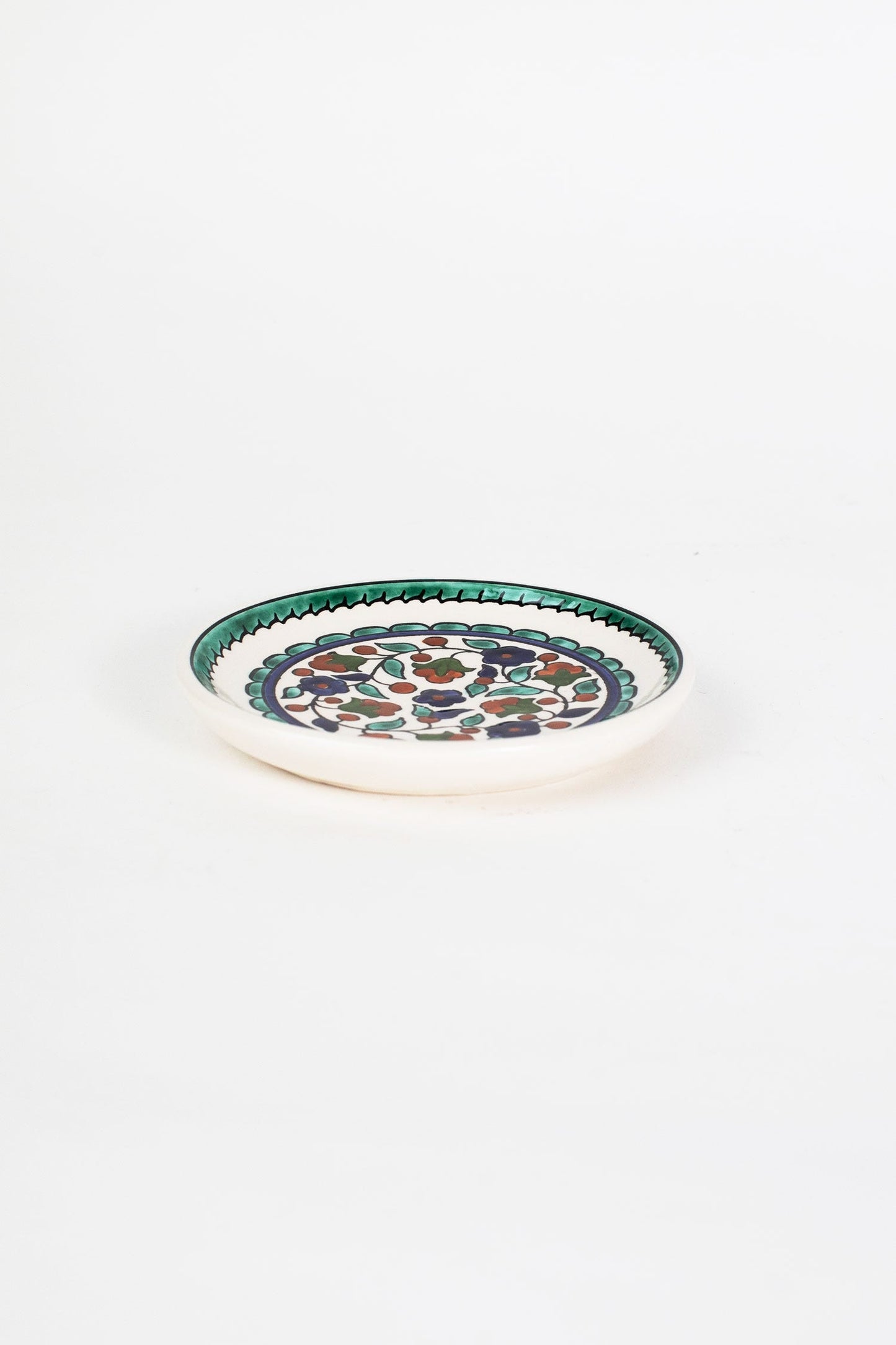 Dish mini M/2 floral pntd cer 5D grn/blu/rust