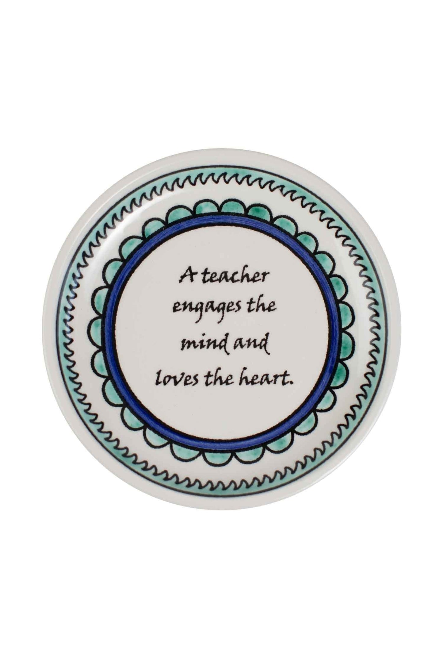 Dish Teacher quote M/2 ceramic 5D green/white/blue