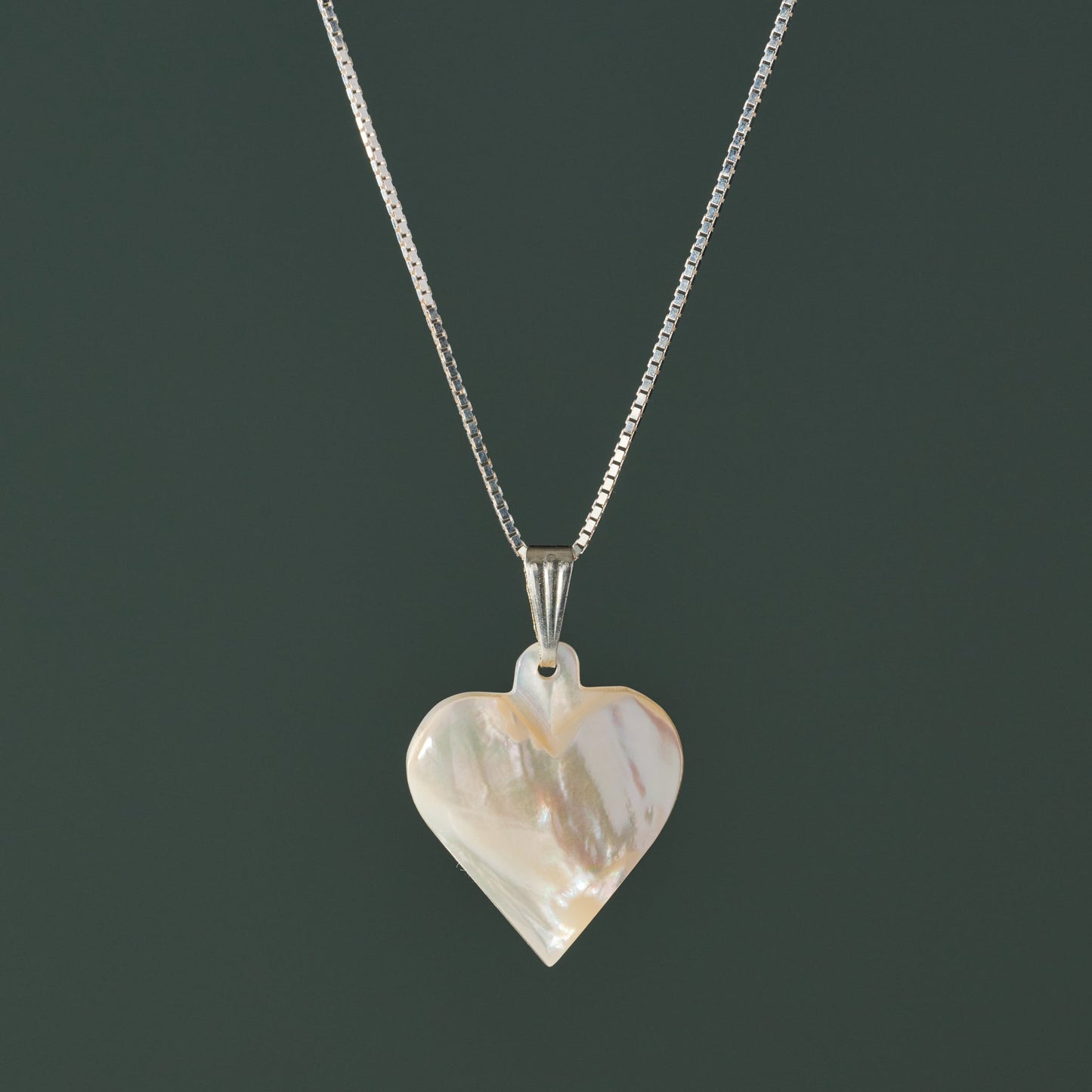 Necklace heart pend MOP 19L silver/white