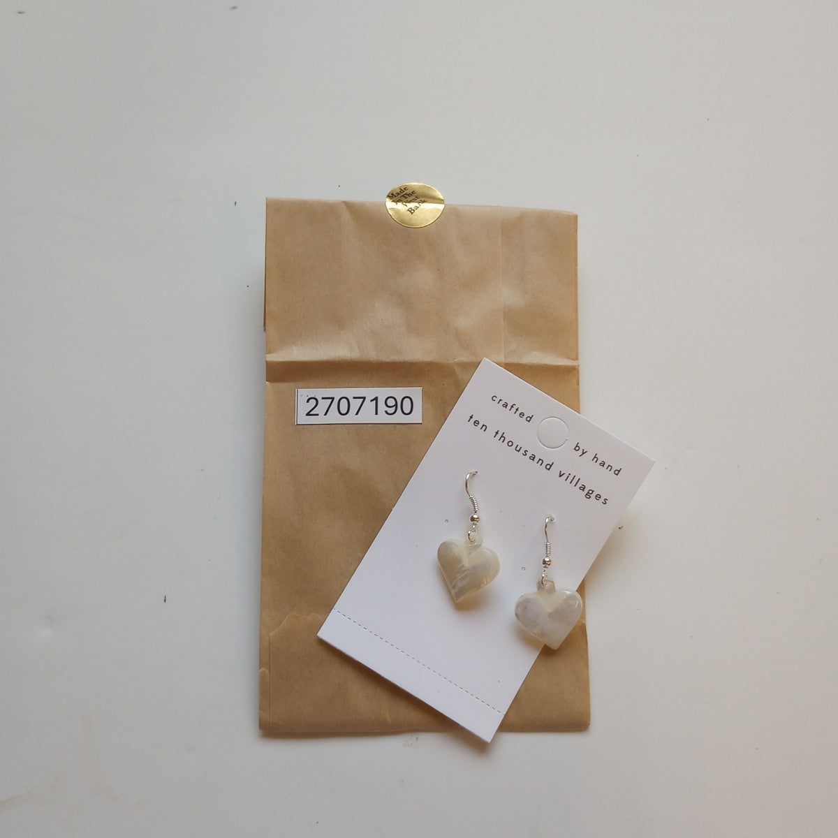 Earrings heart MOP 1.5L white/silver