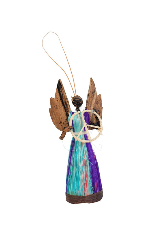 Ornament angel/peace sign M/3 b-fiber 4H nat/multi