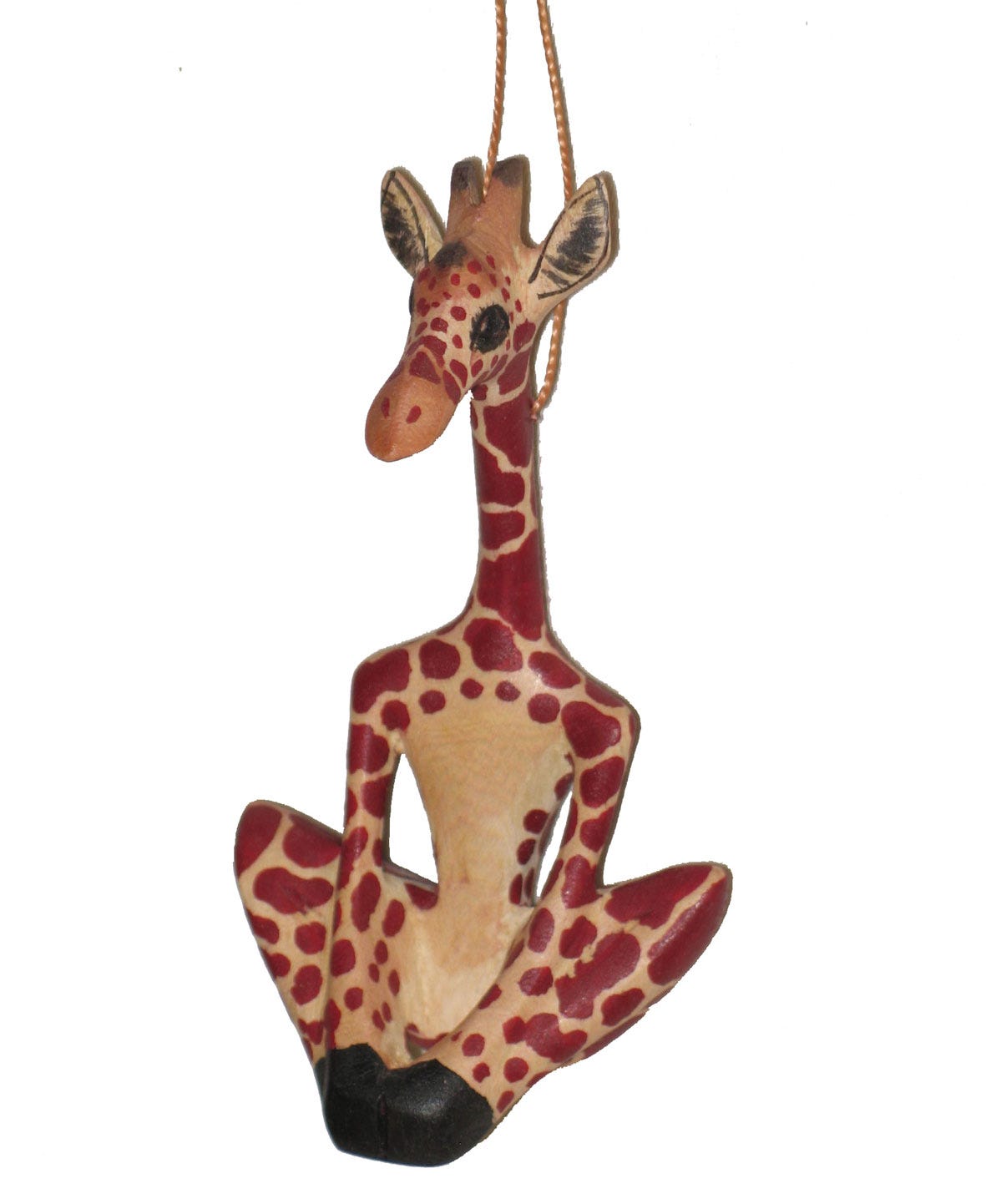 Ornament yoga giraffe wd 4.5H red/nat