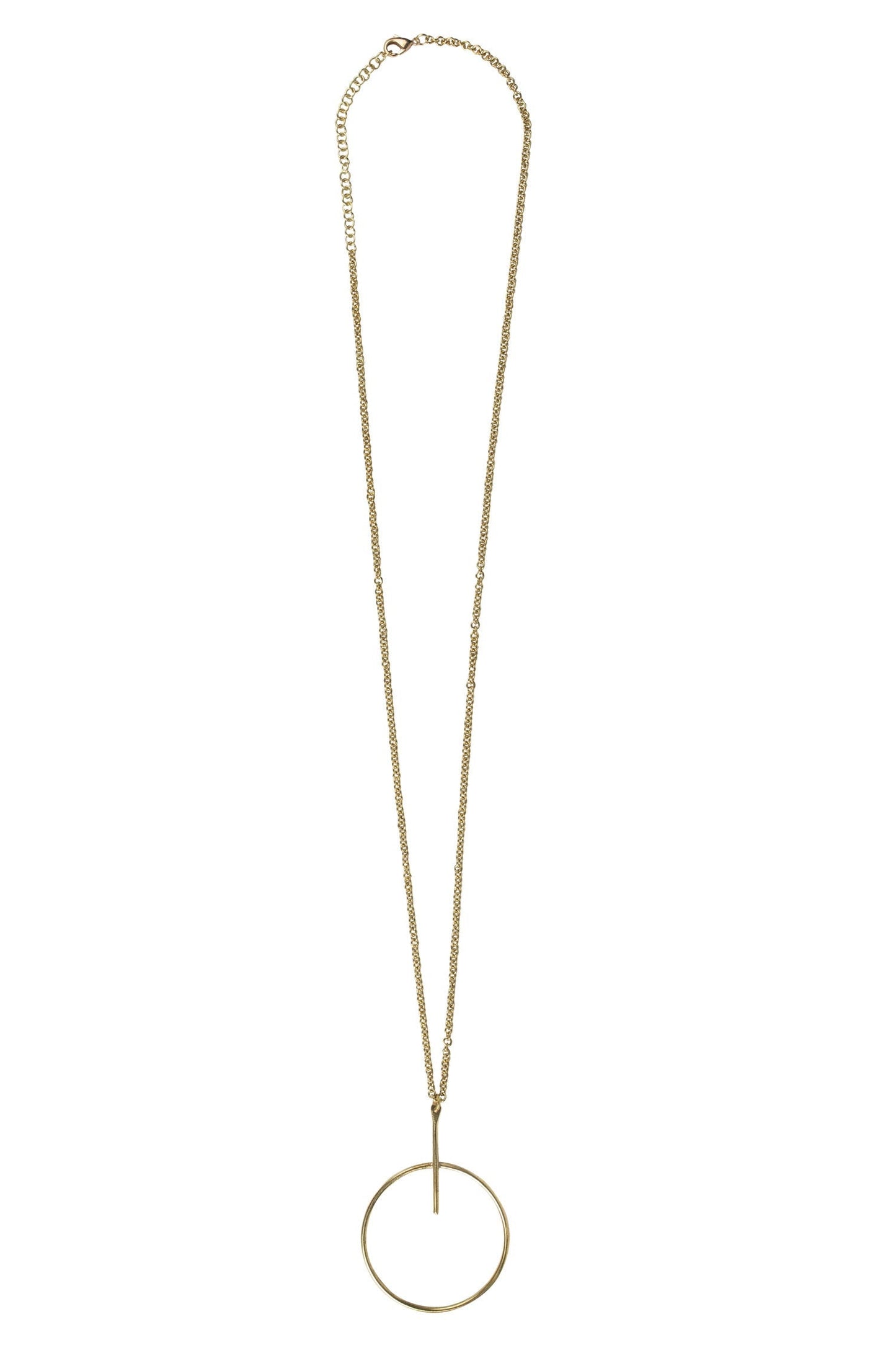 Necklace circle/bar pend metal 2.5D/32L brass