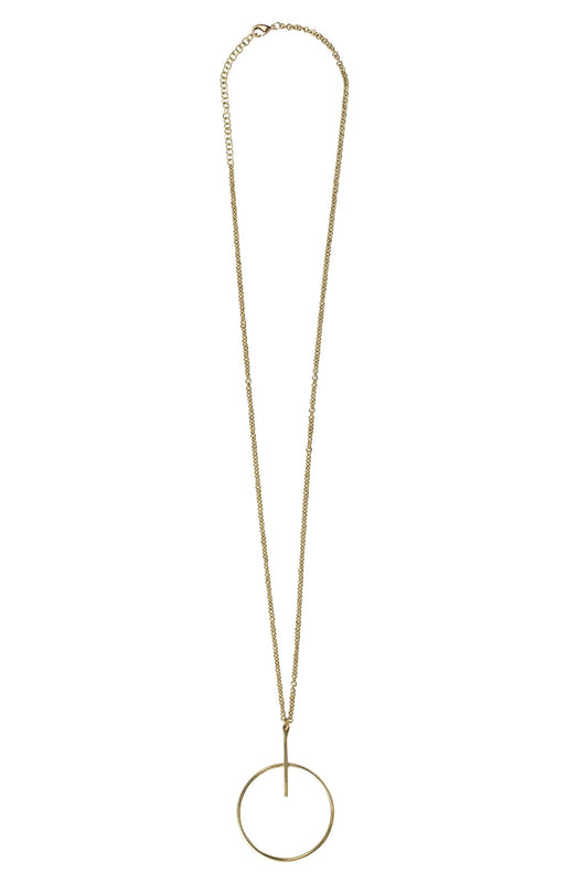 Necklace circle/bar pend metal 2.5D/32L brass