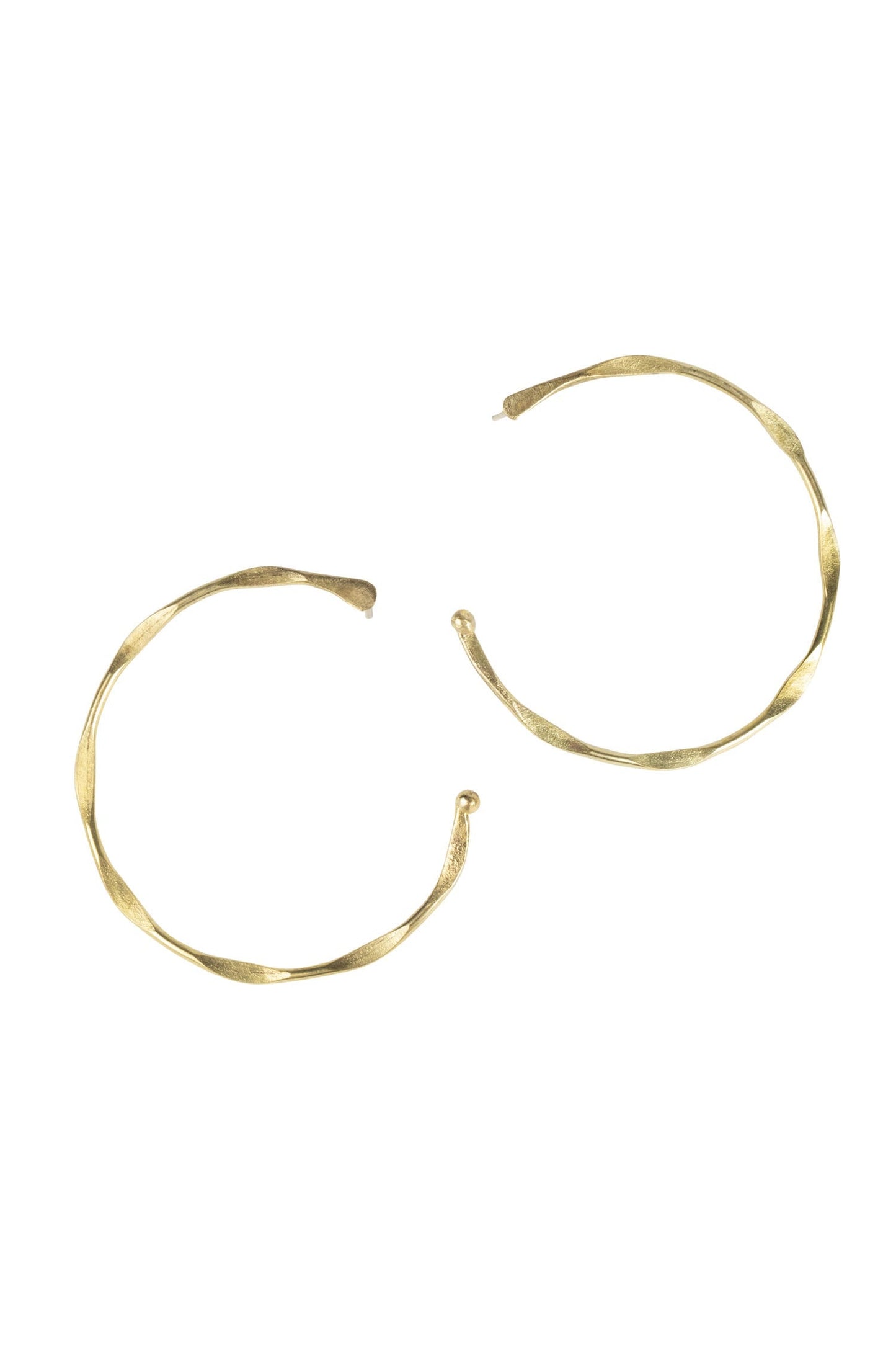 Earrings post open hoop metal 2D brass