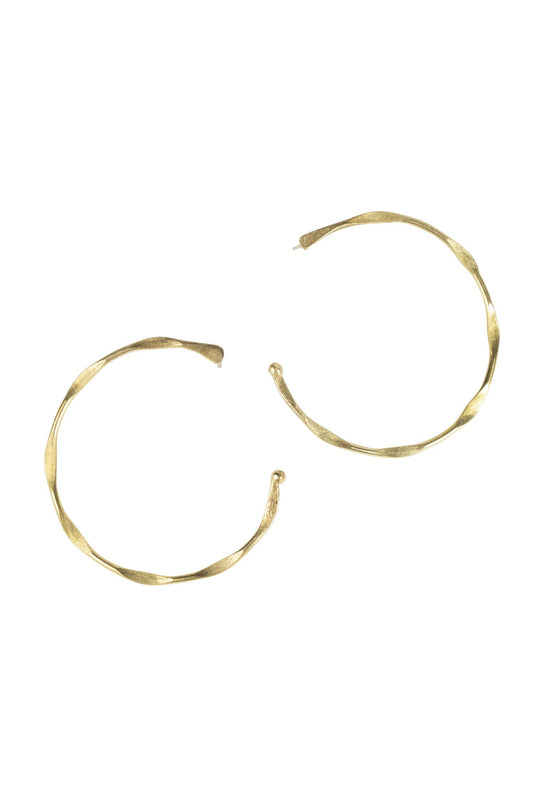 Earrings post open hoop metal 2D brass