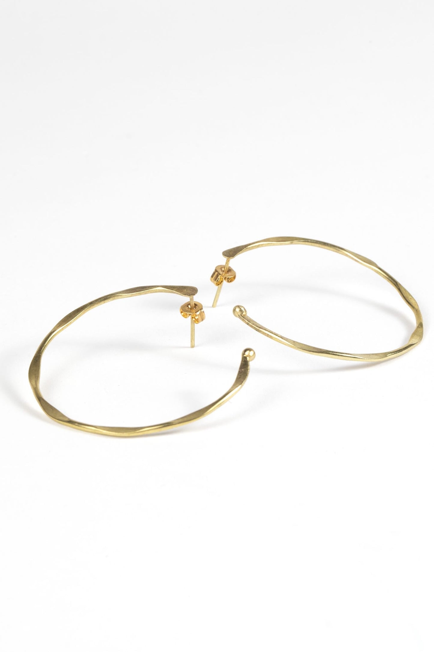 Earrings post open hoop metal 2D brass
