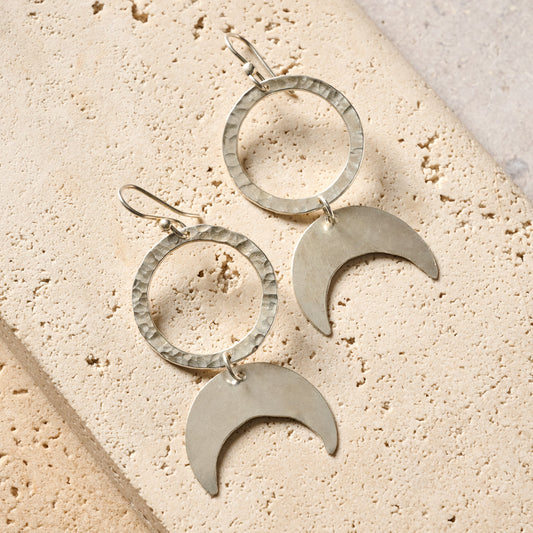 Earrings hoop/crescent brass 2.5L silver