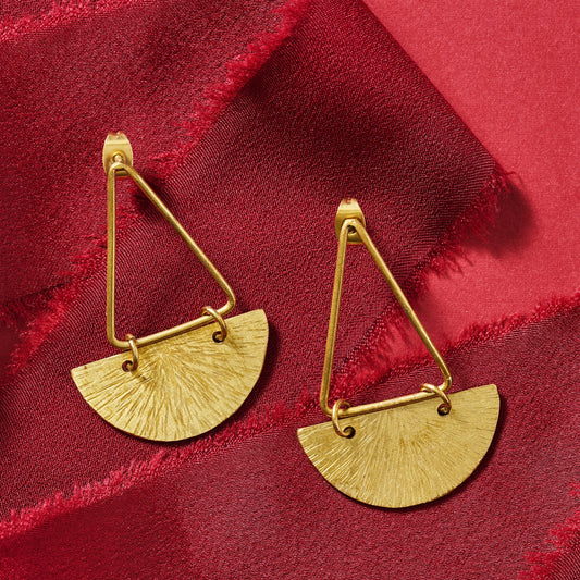 Earrings post triangle/semicircle brass 1.5L brass