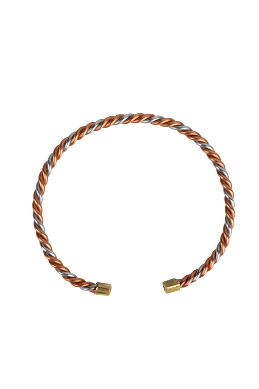 Bracelet cuff twisted copper/steel 3D copper/silv