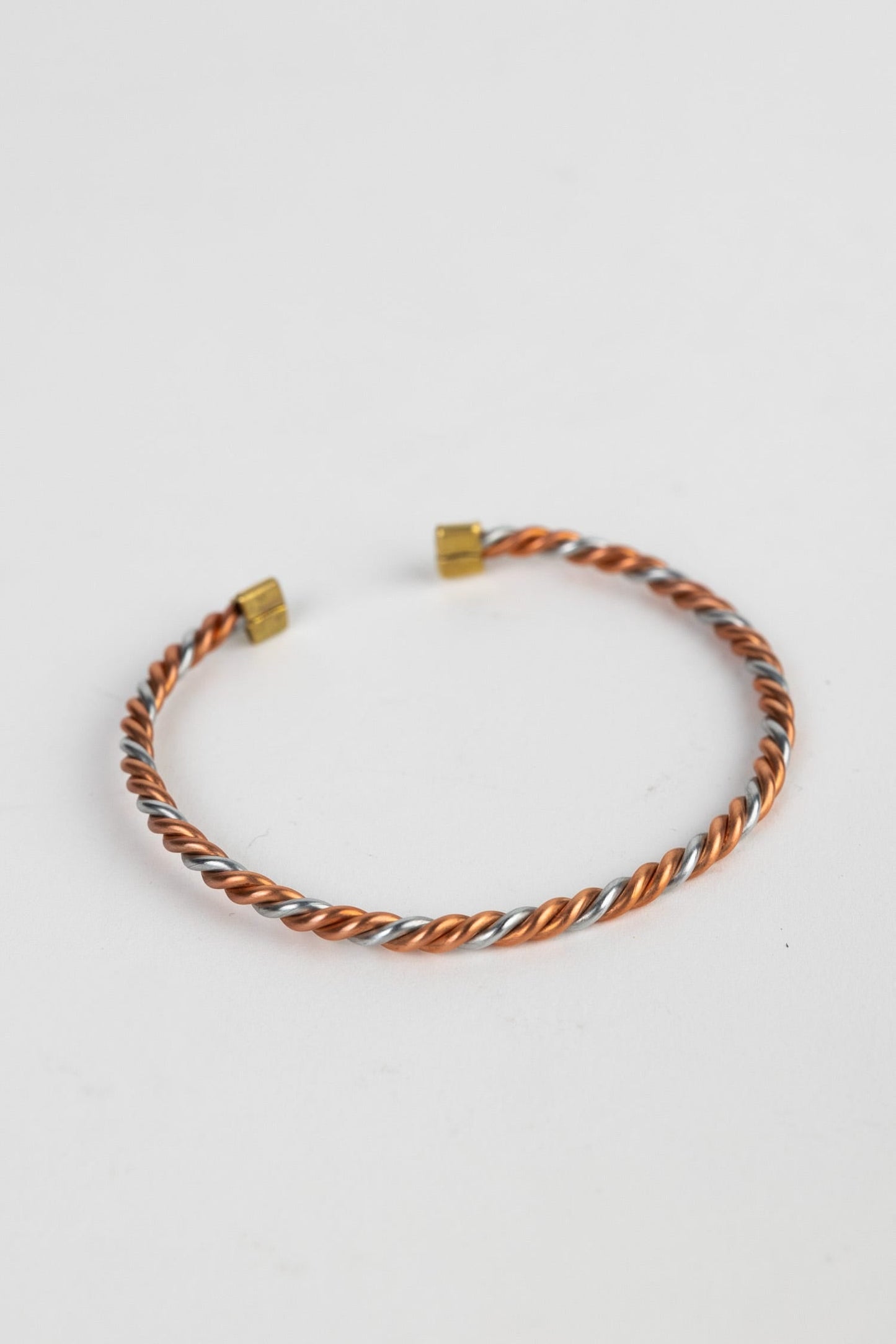 Bracelet cuff twisted copper/steel 3D copper/silv
