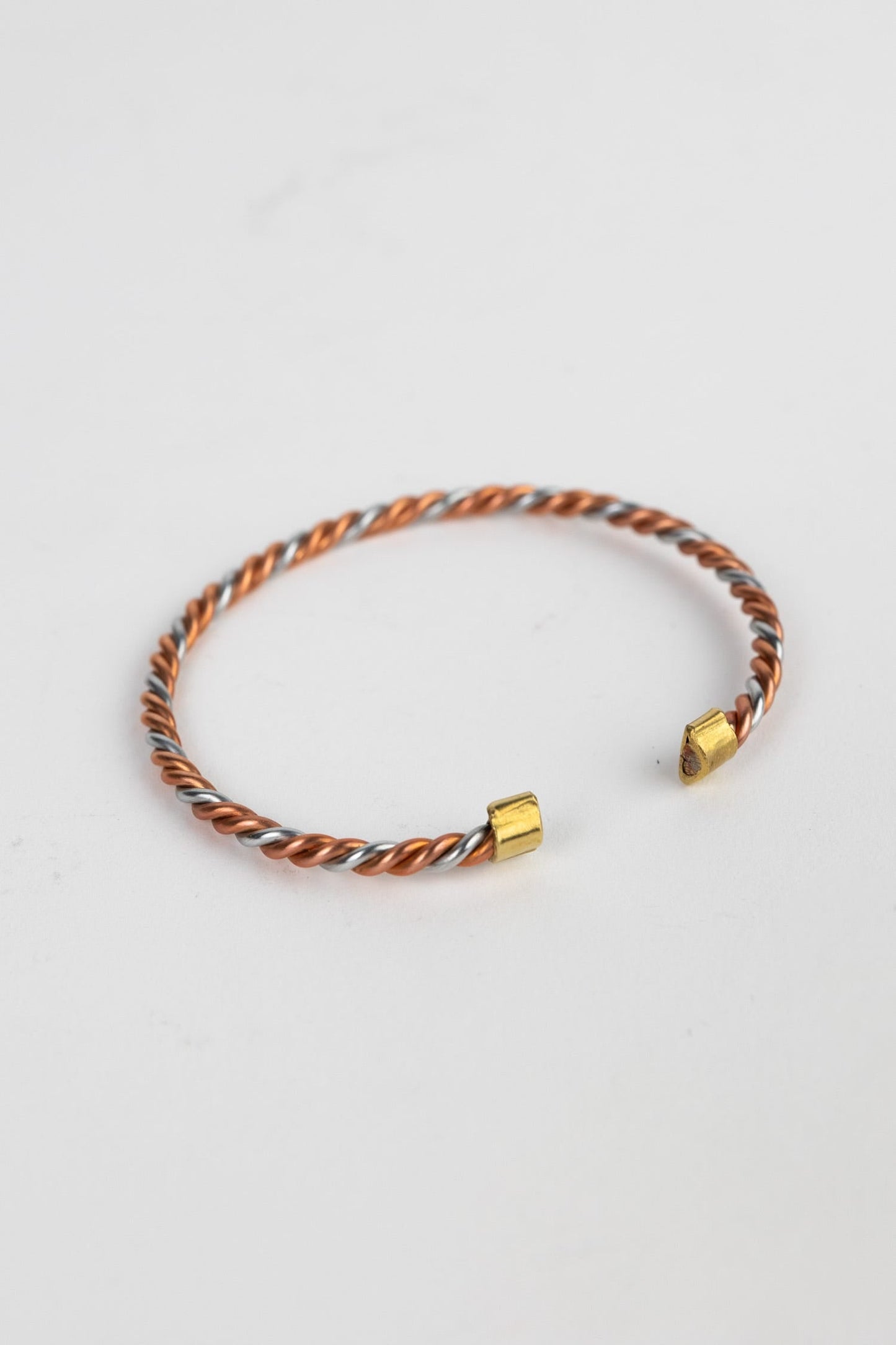 Bracelet cuff twisted copper/steel 3D copper/silv