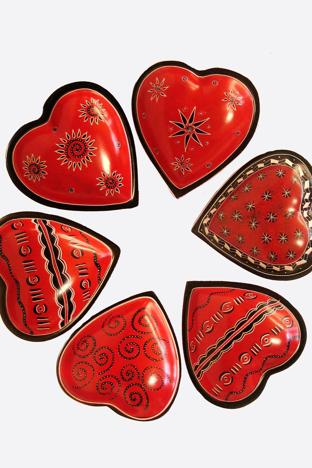 Dish heart M/3 asst stn 4D red