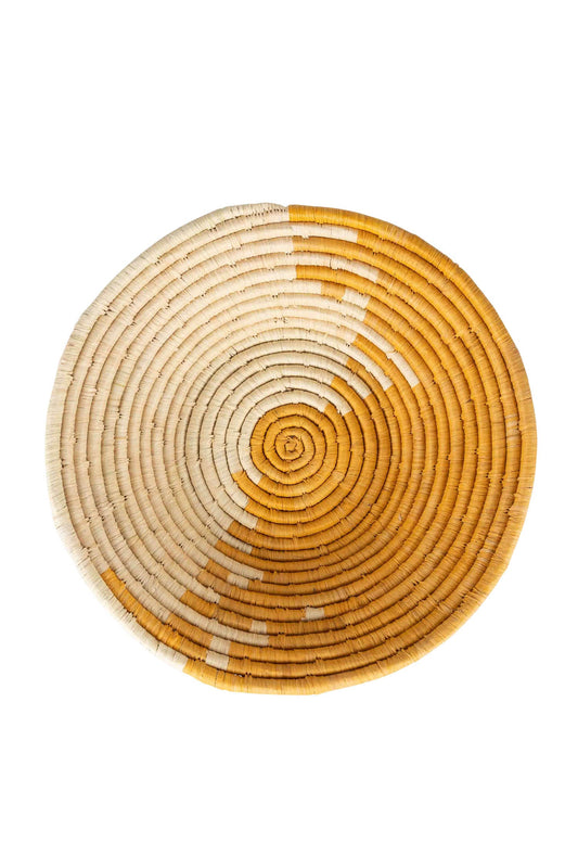 Basket two halves raffia/b-fiber 12Dx3H nat/yel