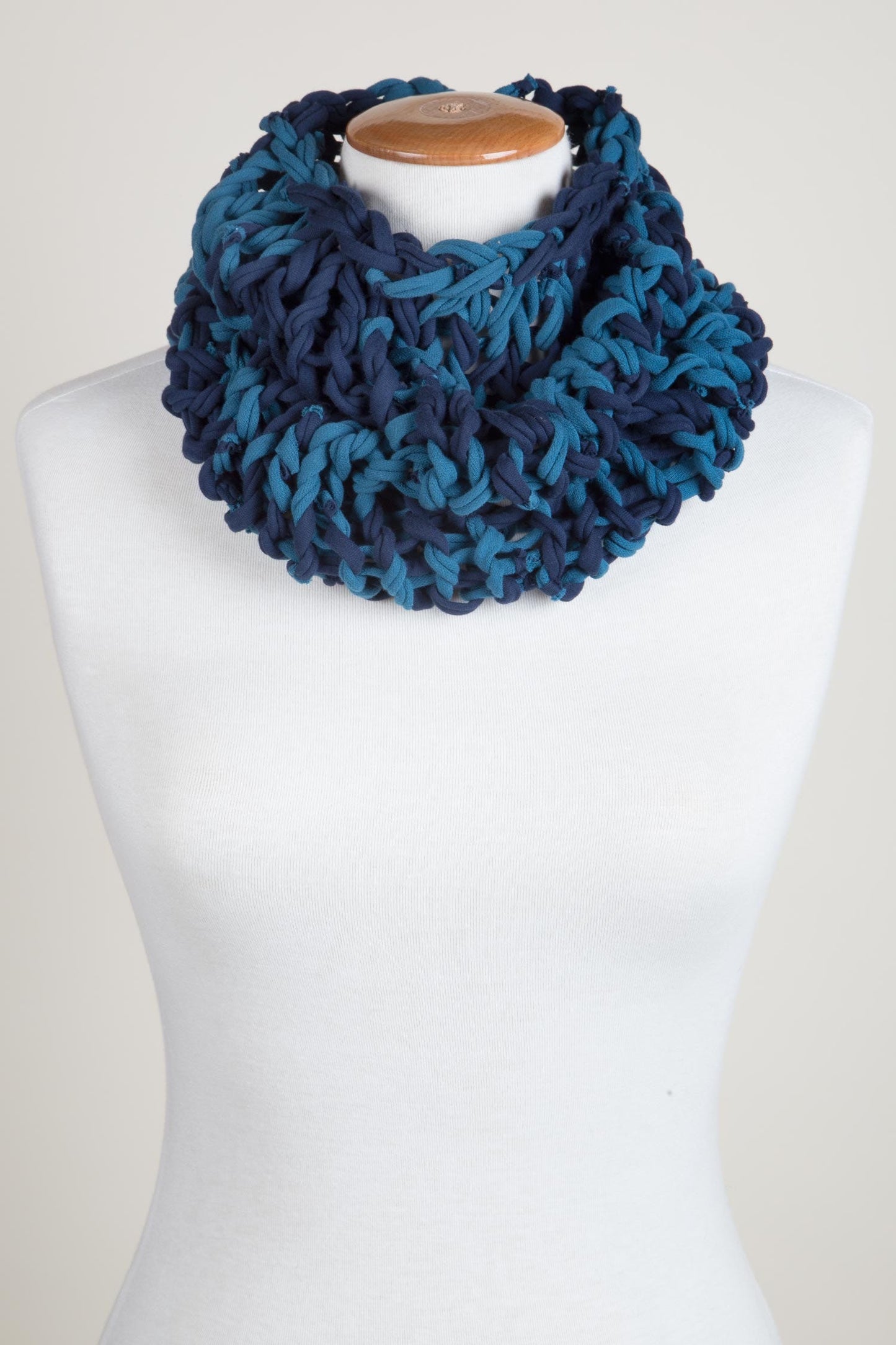 Cowl open loops cotton blue/teal