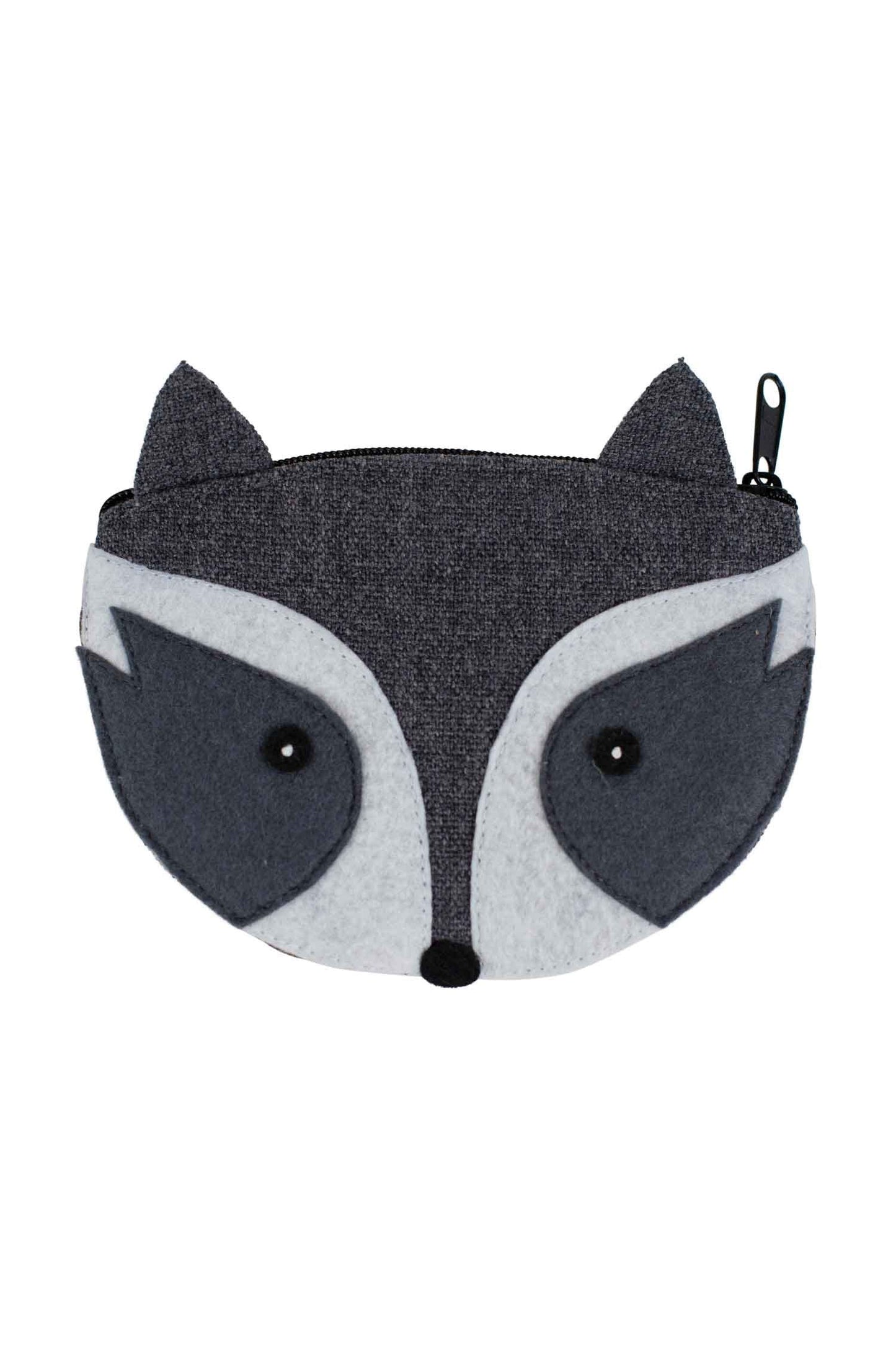 Coin purse racoon M/3 cotton/Polyester 5W gray