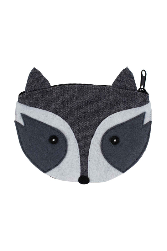 Coin purse racoon M/3 cotton/Polyester 5W gray