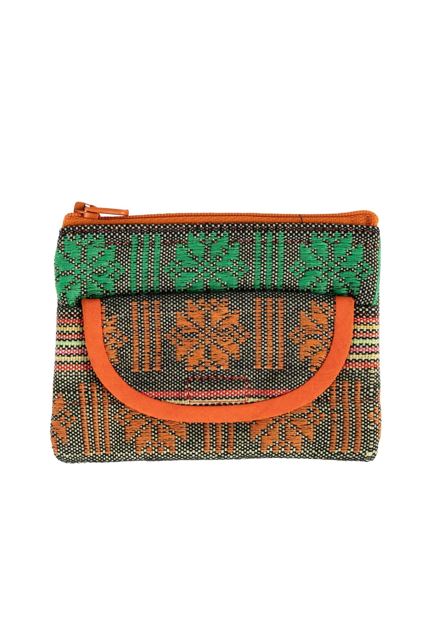 Coin purse jacquard M/3 Polyester 5x3.5 grn/orng