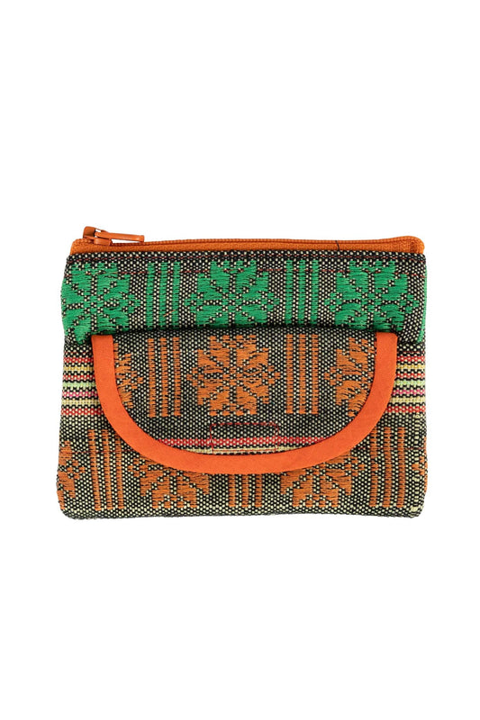 Coin purse jacquard M/3 Polyester 5x3.5 grn/orng