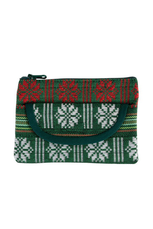 Coin purse jacquard M/3 Polyester 5x3.5 green/asst