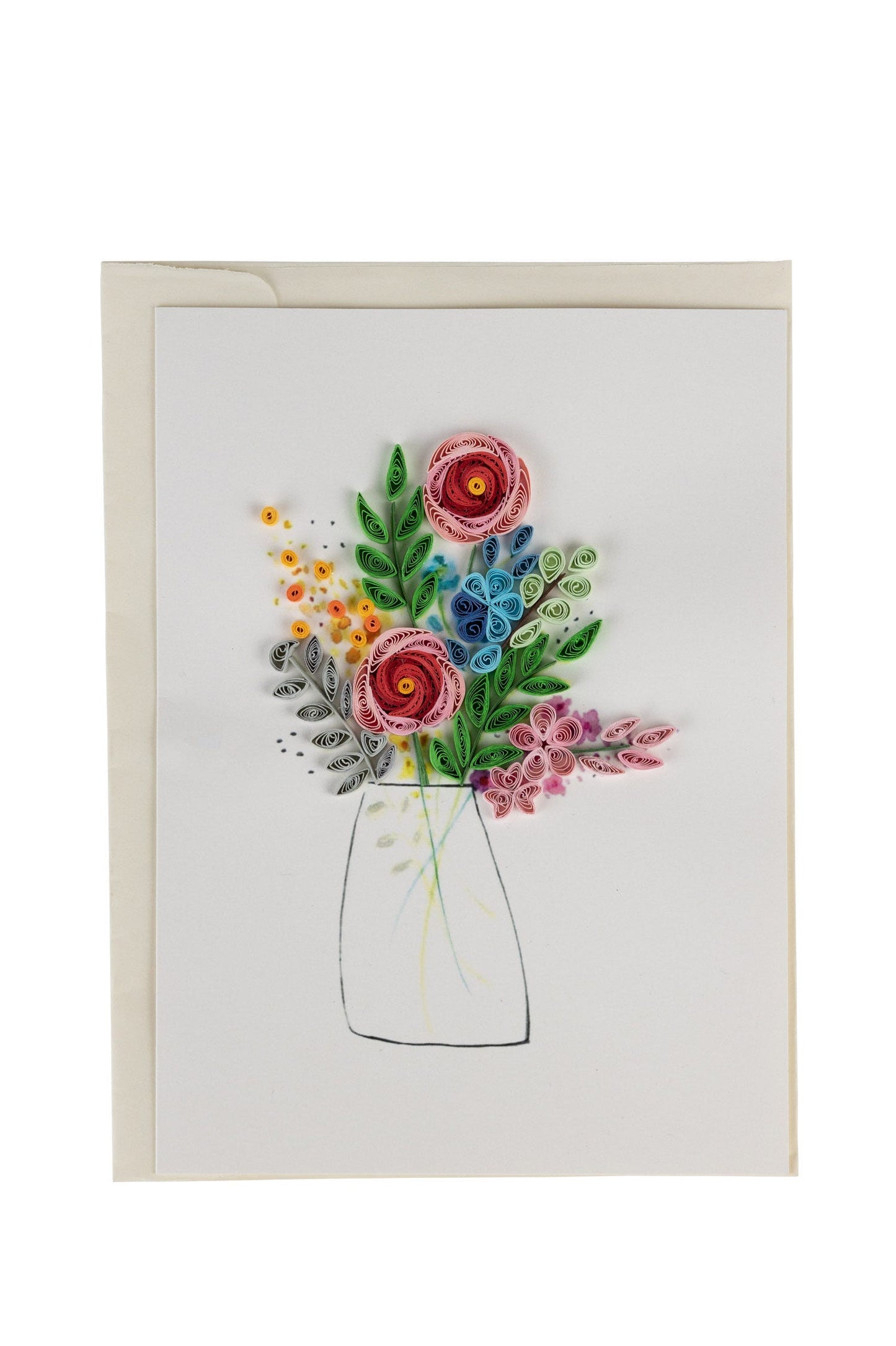 Card sweet bouquet/vase M/3 quilled ppr 5x7 multi