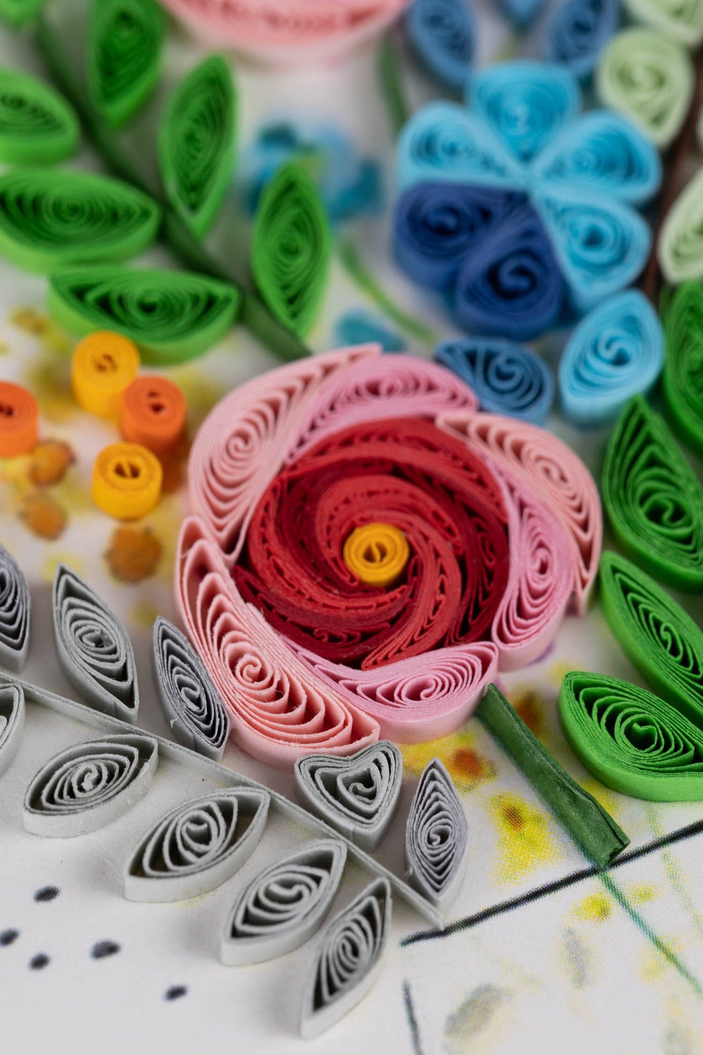 Card sweet bouquet/vase M/3 quilled ppr 5x7 multi