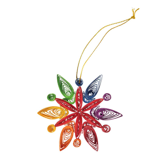 Ornament 6 pt snowflake M/3 quilled ppr 3D multi