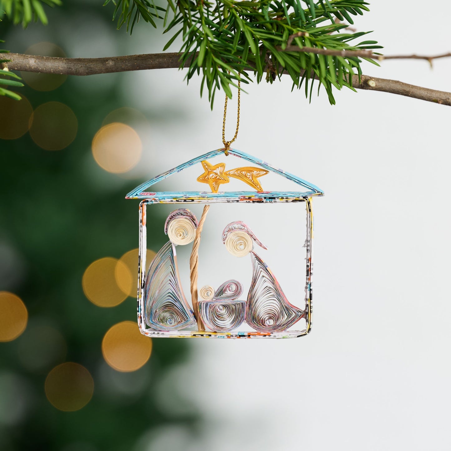 Ornament nativity M/3 quilled paper 3H yel/asst