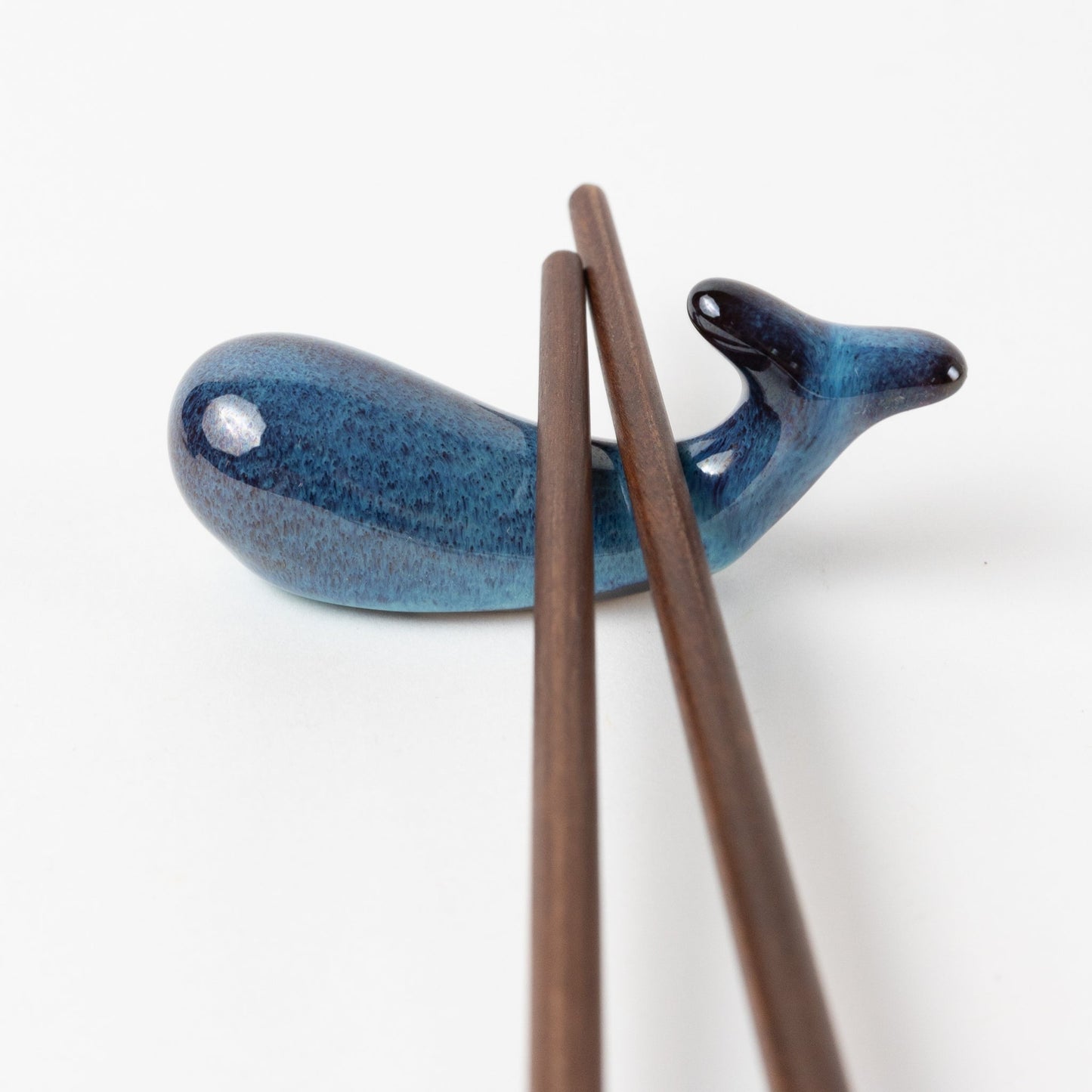 Chopstick set w/rest/bowl whale cer/wd 9.5L/3D blu
