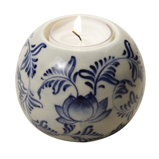 Candleholder M/4 asst 3D blu/wht