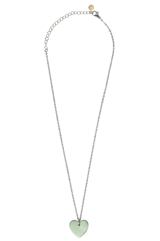 Necklace heart pend encouraging words horn 17L grn