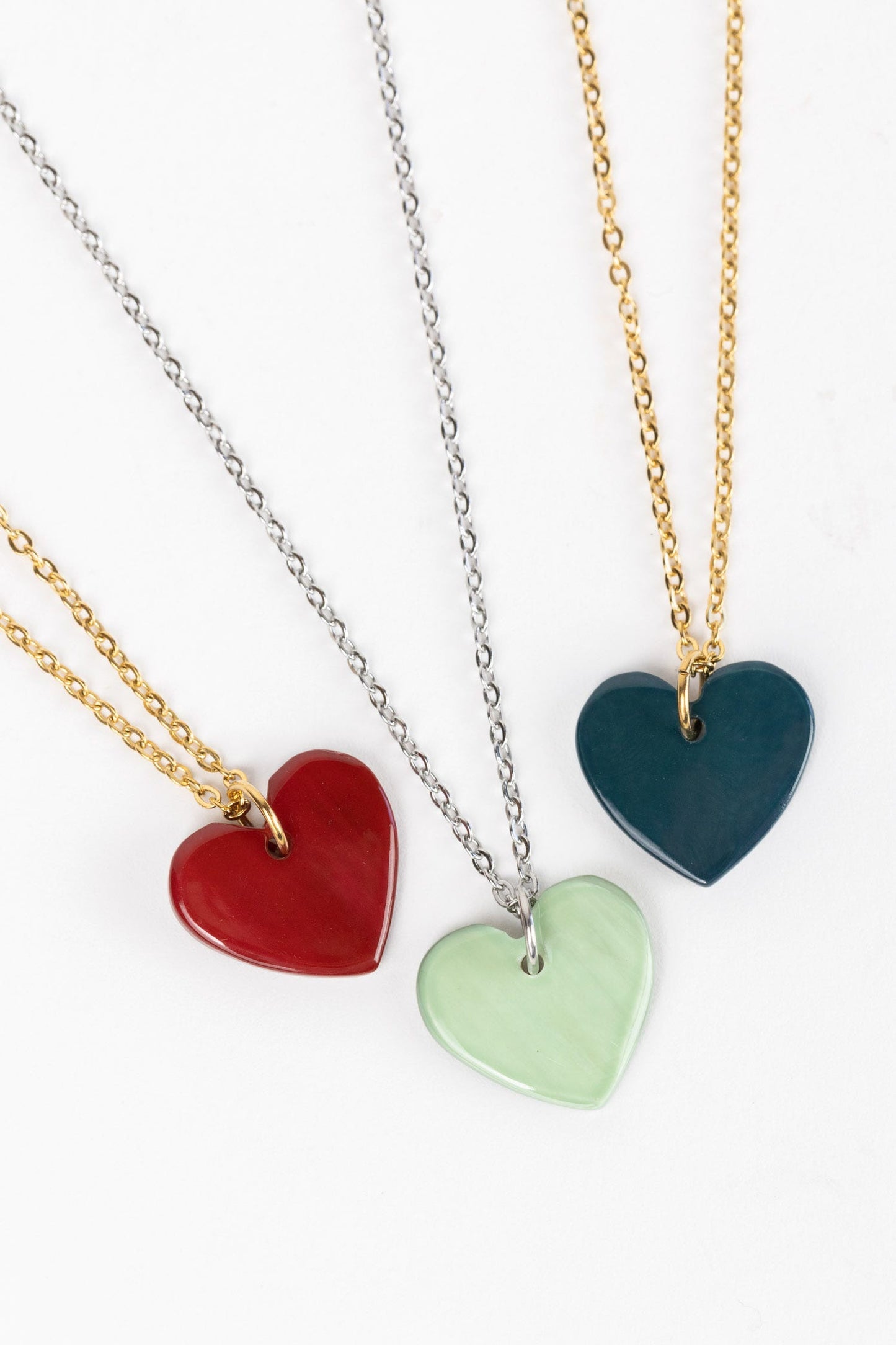 Necklace heart pend encouraging words horn 17L grn