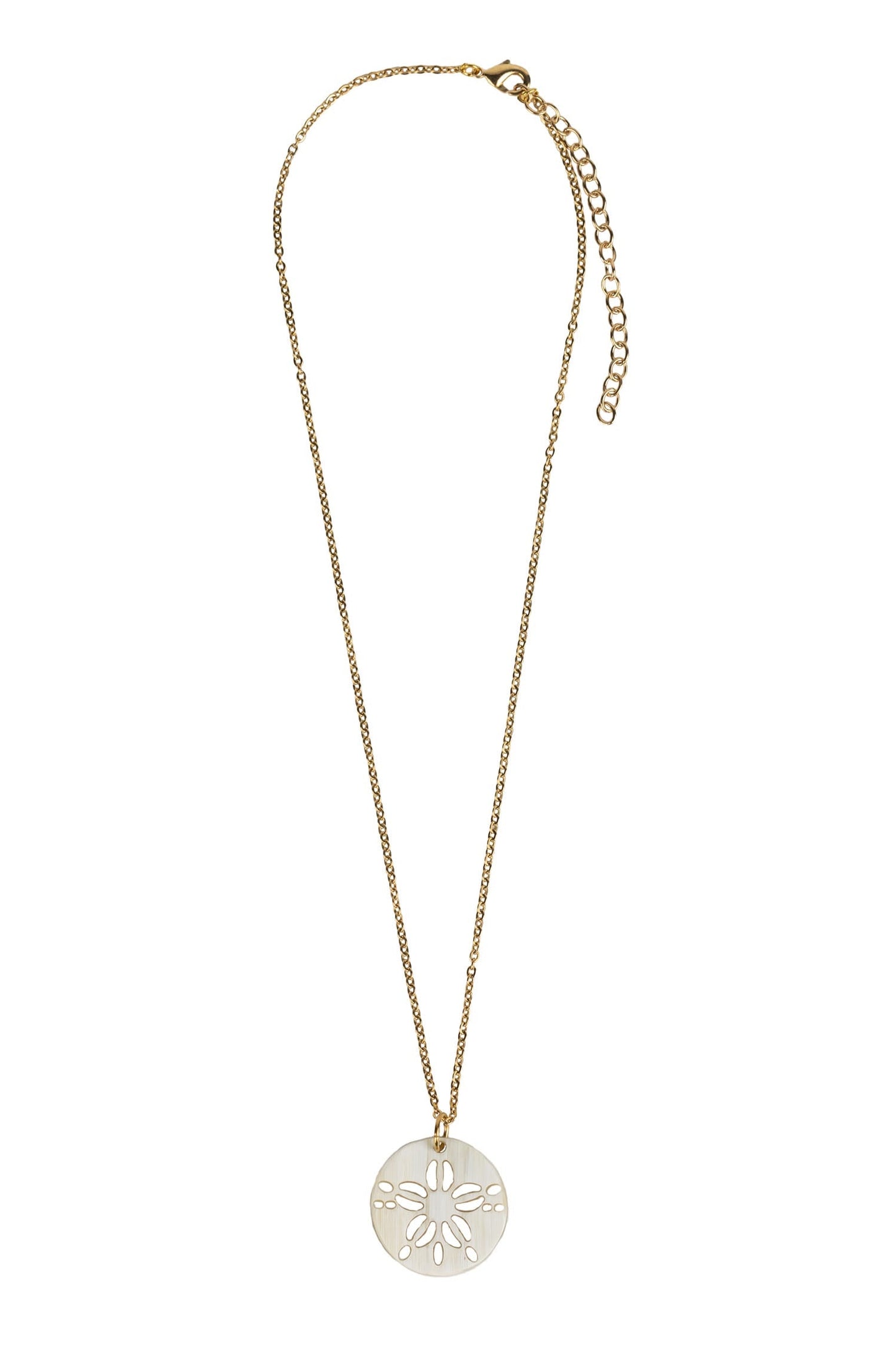 Necklace sand dollar pend horn/mtl 1Dx18L crm/gld